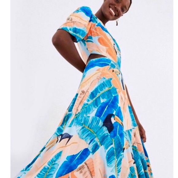 green and black maxi dress Women's Not In A Hurry Olive Green Tropical Print Cotton Cutout Maxi Dress | Size: M